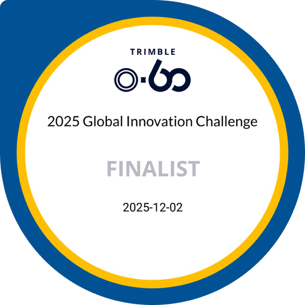 Trimble 0-60 Global Innovation Challenge 2025 Finalist badge.