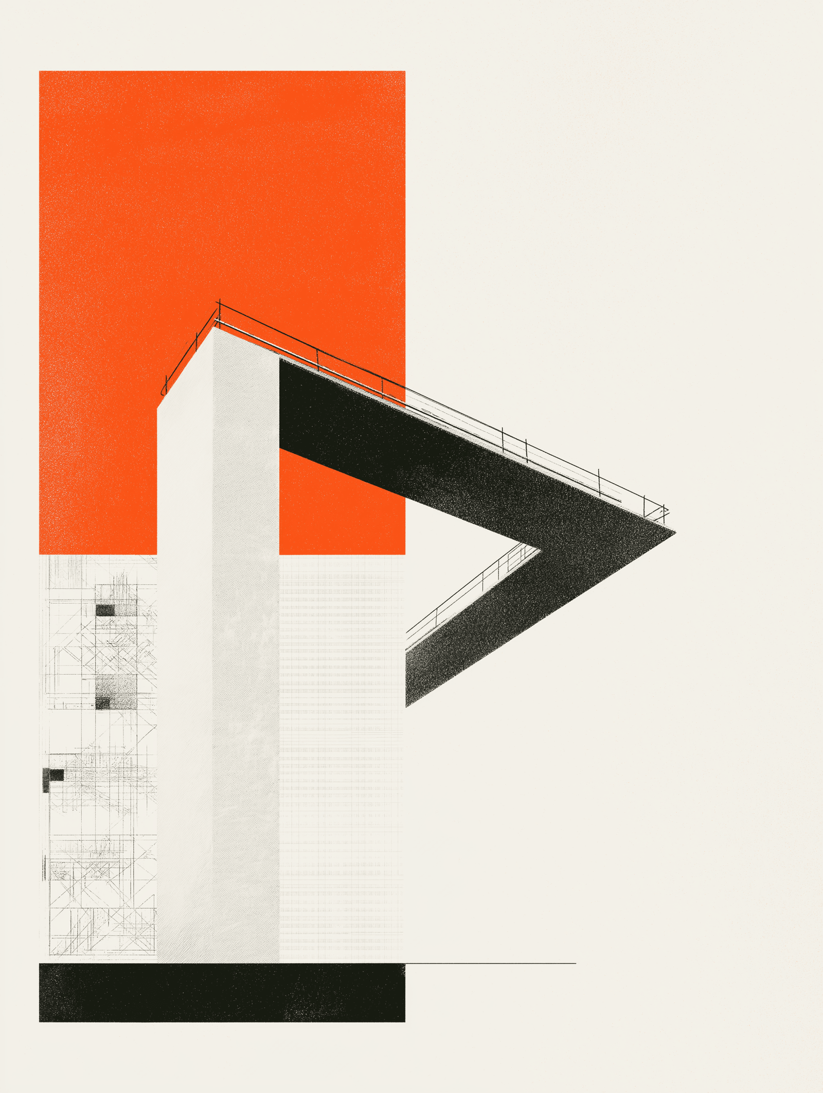 Insurers use case illustration: a cantilevered walkway with guardrails.